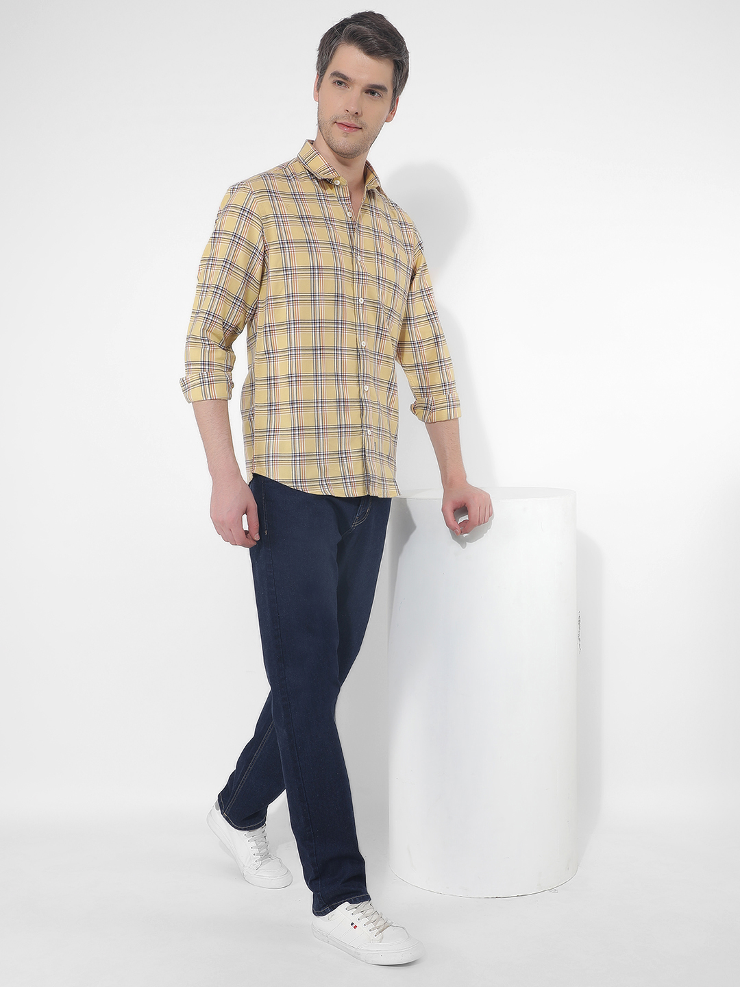Numero Uno Men Checkered Yellow Shirt
